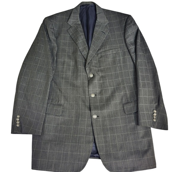 Sophisticated Charcoal Checkered Blazer